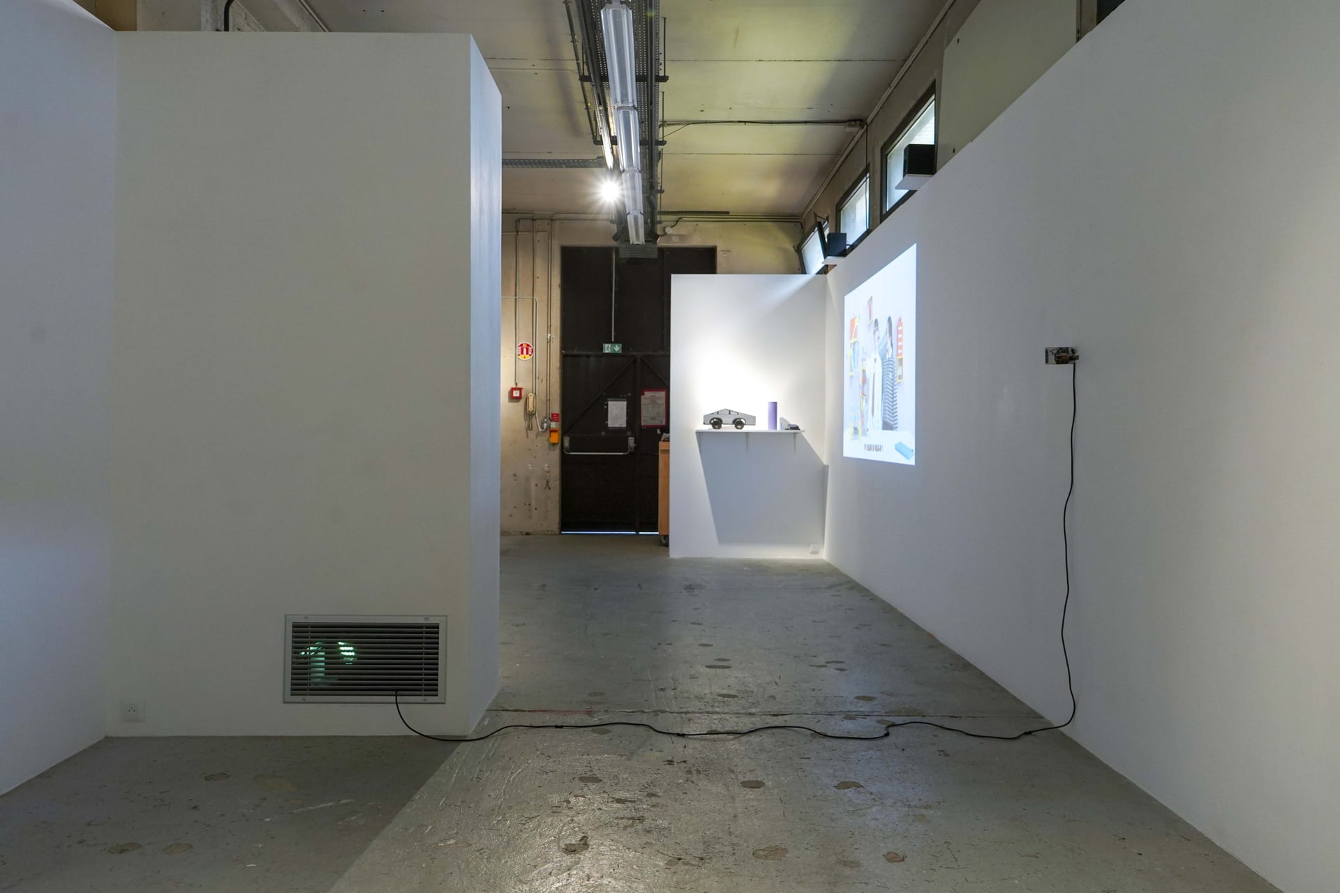 Overview of the exhibition, featuring works by Max Blotas and Dasha Ilina